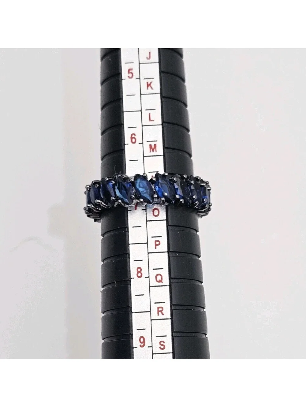 Blue Sapphire CZ Black Eternity Band Size 7